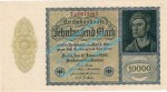 Banknote , 10.000 Mark Schein in L-gbr. DEU-78.d, Ros.69, P.72, Weimarer Republik 1922 Inflation