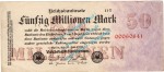 Banknote , 50 Millionen Mark Schein -T- in gbr. DEU-109.c, Ros.97, P.98, Weimarer Republik 1923 Inflation