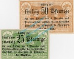 Stargard , Notgeld Set mit 2 Scheinen in kfr. Tieste 7080.10.05-06 , Pommern 1917 Verkehrsausgabe