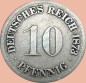 Preview: 10 Pfennig Münze Deutsches Kaiserreich 1873 F -kl.Adler- s J.4 -0967-