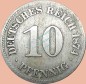 Preview: 10 Pfennig Münze Deutsches Kaiserreich 1874 E -kl.Adler- s J.4 -0969-