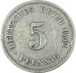 5 Pfennig Kursmünze -gr. Adler- 1902 G -deutsches Kaiserreich- s-ss J.12 -0884-