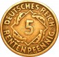 5 Rentenpfennig Kursmünze 1923 F -deutsches Reich- ss , J.308 -0737-