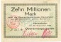 Preview: Neresheim , Banknote 10 Millionen Mark Schein gbr. Ke.3758.a , WÜR 1923 Inflation -3677-