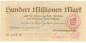 Preview: Neresheim , Banknote 100 Millionen Mark Schein L-gbr. Ke.3758.b , WÜR 1923 Inflation -3678-