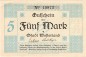 Preview: Westerland , Banknote 5 Mark Schein unc-kfr. Geiger.548.05.a , SH 1918 Grossnotgeld -3684-