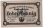 Bad Kösen , Notgeld 10 Pfennig Schein in kfr. Tieste 3635.05.05 , Sachsen 1918 Verkehrsausgabe