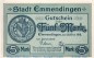 Banknote Emmendingen , 5 Mark Schein in kfr. E , Geiger 133.02.b , 30.10.1918 , Baden Großnotgeld
