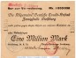 Preview: Banknote Frohburg , 1 Million Mark Scheck in gbr. Keller 1645. 14.08.1923 , Sachsen Großnotgeld Inflation