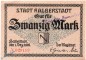 Preview: Banknote Halberstadt , 20 Mark Schein in in kfr. E , Geiger 209.03 , 01.12.1918 , Sachsen Großnotgeld