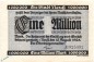 Preview: Banknote Neuss , 1 Million Mark Schein in gbr. Keller 3840.d , 15.08.1923 , Rheinland Großnotgeld Inflation