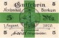 Preview: Borkum , Notgeld 5 Pfennig Schein unc-kfr. Ti.0845.05.15 , Niedersachsen 1920 Verkehrsausgabe