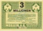 Butzbach , Banknote 3 Millionen Mark Schein L-gbr. Keller 702.b , Hessen 1923 Inflation