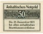 Dessau , Notgeld 50 Pfennig Schein unc-kfr. Tieste 1340.05.11 SA 1920 Verkehrsausgabe -4090-