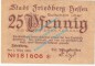 Preview: Friedberg , Notgeld 25 Pfennig Schein in kfr. Tieste 1995.05.10 , Hessen 1920 Verkehrsausgabe