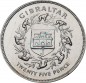 Gibraltar , 25 Pence Münze 1977 -Elizabeth II- KM.10 vz-stgl -0263-