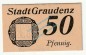 Graudenz , Notgeld 50 Pfennig Schein in kfr. Tieste 2430.05.16 , Westpreussen 1919 Verkehrsausgabe