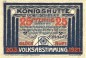 Preview: Notgeld Königshütte , 25 Pfennig Schein in kfr. Mehl Grabowski 726.1 c , von 1921 , Schlesien Seriennotgeld