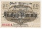 Preview: Kitzingen , Notgeld 50 Pfennig -grün rosa- in kfr. Tieste 3510.05.30 , Bayern 1918 Verkehrsausgabe