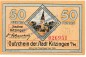 Preview: Kitzingen , Notgeld 50 Pfennig Schein in kfr. Tieste 3510.05.80 , Bayern 1920 Verkehrsausgabe
