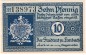 Preview: Limbach , Notgeld 10 Pfennig Schein in kfr. Tieste 3630.10.10 , Sachsen o.D. Verkehrsausgabe
