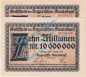 Preview: München , Banknoten 2 x 10 Millionen Mark -KN fortlaufend- in kfr. Keller 3657.d , Bayern 1923 Grossnotgeld - Inflation