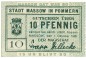 Massow , Notgeld 10 Pfennig Schein unc-kfr. Ti.4435.05.01 , POM 1920 Verkehrsausgabe -4203-