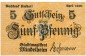 Preview: Mindelheim , Notgeld 5 Pfennig Schein unc-kfr. Ti.4570.05.20 , Bay 1920 Verkehrsausgabe -4200-
