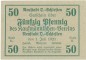 Preview: Neustadt , Notgeld 50 Pfennig Schein unc-kfr. Ti.4960.15.14 , OSL 1920 Verkehrsausgabe -4167-