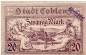 Notgeld Coblenz , 20 Mark Schein in kfr. E , Geiger 082.03.a , 15.11.1918 , Rheinland Großnotgeld