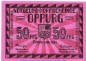 Notgeld Dorfgemeinde Oppurg 1023.1.c , 50 Pfennig 97x64 o.Drfa. in kfr. von 1921 , Thüringen Seriennotgeld