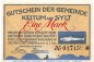 Notgeld Gemeinde Keitum , 685.1.e , 1 Mark Schein in kfr. von 1920 , Schleswig Holstein Seriennotgeld