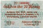 Notgeld Hafenbetriebsverein Hamburg 3765.145.15 , 20 Pfennig Schein in kfr. April 1920 , Hamburg Verkehrsausgabe