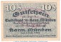 Preview: Notgeld Hann. Münden 577.1.b , 10 Pfennig -mit Stempel- in kfr. von 1921 , Niedersachsen Seriennotgeld