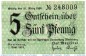 Preview: Notgeld Merseburg , 5 Pfennig Schein in kfr. Tieste 4505.15.10 , von 1919 , Provinz Sachsen Verkehrsausgabe