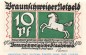 Preview: Notgeld Stadt Braunschweig 155.2.b , 10 Pfennig Schein o. Drfa. in kfr. von 1921 , Niedersachsen Seriennotgeld