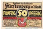 Preview: Notgeld Stadt Fürstenberg 402.11 , 50 Pfennig , WZ gelb , in kfr. von 1921 , Brandenburg Seriennotgeld
