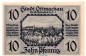 Preview: Notgeld Stadt Ottmachau 1040.1 , 10 Pfennig Schein in kfr. von 1921 , Schlesien Seriennotgeld