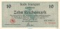 Notgeld Stadt Stuttgart , 10 Reichsmark Schein in kfr. von 1945 , Württemberg Notgeld 1945-48