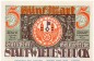 Preview: Notgeld Stadt Wiedenbrück 1423.1.b , 5 Mark -DE- mit Drfa. in kfr. von 1921 , Westfalen Seriennotgeld
