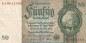 Preview: Reichsbanknote , 50 Mark Schein -F3- in gbr. DEU-210.c, Ros.175, P.182 , vom 30.03.1933 , deutsches Reich - Reichsbank
