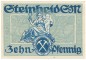 Preview: Steinheid , Notgeld 10 Pfennig Schein unc-kfr. Ti.7125.05.10 TH 1920 Verkehrsausgabe -4258-