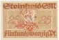 Preview: Steinheid , Notgeld 25 Pfennig Schein unc-kfr. Ti.7125.05.16 TH 1920 Verkehrsausgabe -4259-
