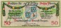 Preview: Treuchtlingen , Notgeld 50 Pfennig Schein in kfr-unc 7430.10.05 , Bayern o.D. Verkehrsausgabe