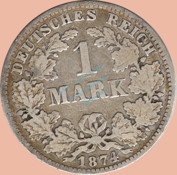 1 Mark Kursmünze deutsches Kaiserreich 1875 D -kleiner Adler- s-ss J.9 -0943-