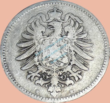 Preview: 1 Mark Kursmünze deutsches Kaiserreich 1875 H -kleiner Adler- s-ss J.9 -0954-