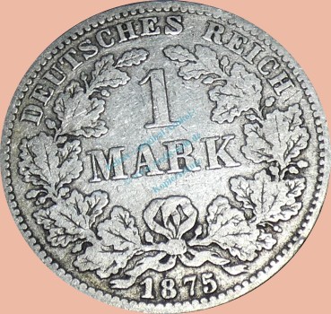 1 Mark Kursmünze deutsches Kaiserreich 1875 H -kleiner Adler- s-ss J.9 -0954-