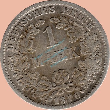 1 Mark Kursmünze deutsches Kaiserreich 1876 F -kleiner Adler- s-ss J.9 -0949-