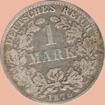 1 Mark Kursmünze deutsches Kaiserreich 1876 H -kleiner Adler- s-ss J.9 -0944-