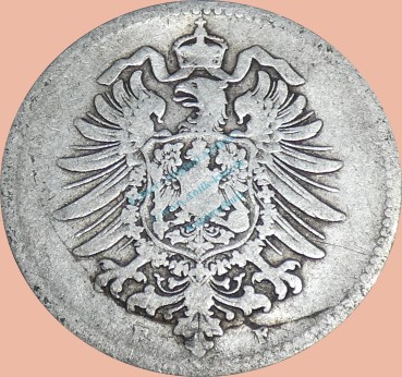 Preview: 1 Mark Kursmünze deutsches Kaiserreich 1878 F -kleiner Adler- s. J.9 -0955-